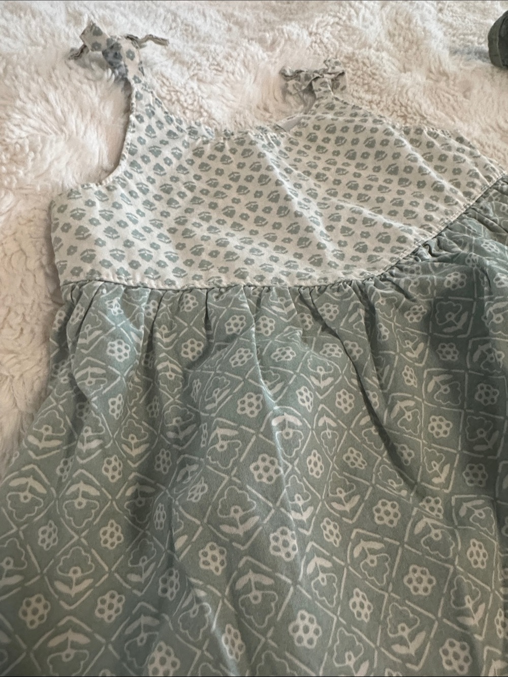 Carter's Green Patterned & Solid Ruffle Tank Dresses - 2pc Set - Picture 2 of 4